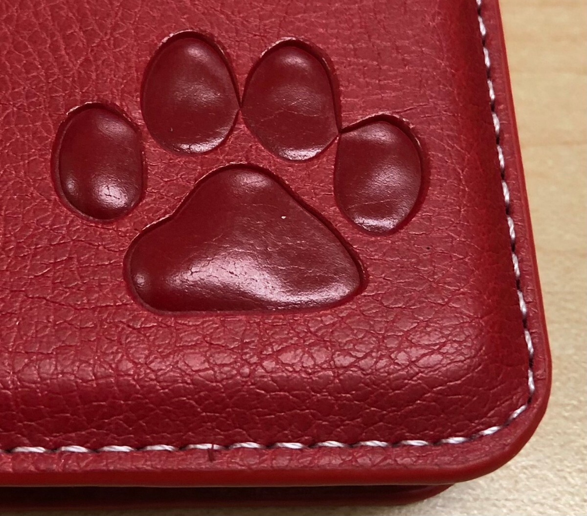 iPhone XR レッド 肉球焼き印!高級レザー手帳型ケース拍卖