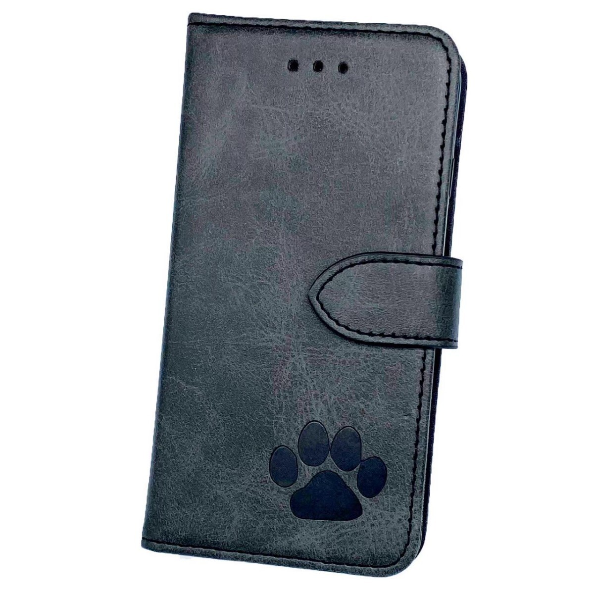 iPhone 14 ブラック 肉球焼き印!スムースレザー手帳型ケース拍卖