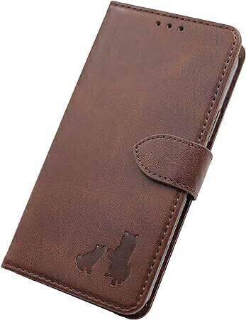 iPhone X/XS ブラウン 親子柴犬焼き印!スムースレザー手帳型ケース拍卖