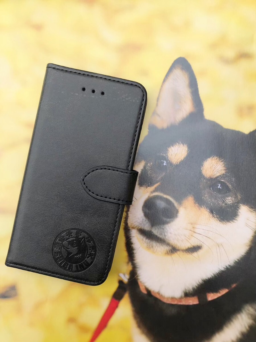 iPhone 12mini 柴犬焼き印!スムースレザー手帳型ケース拍卖
