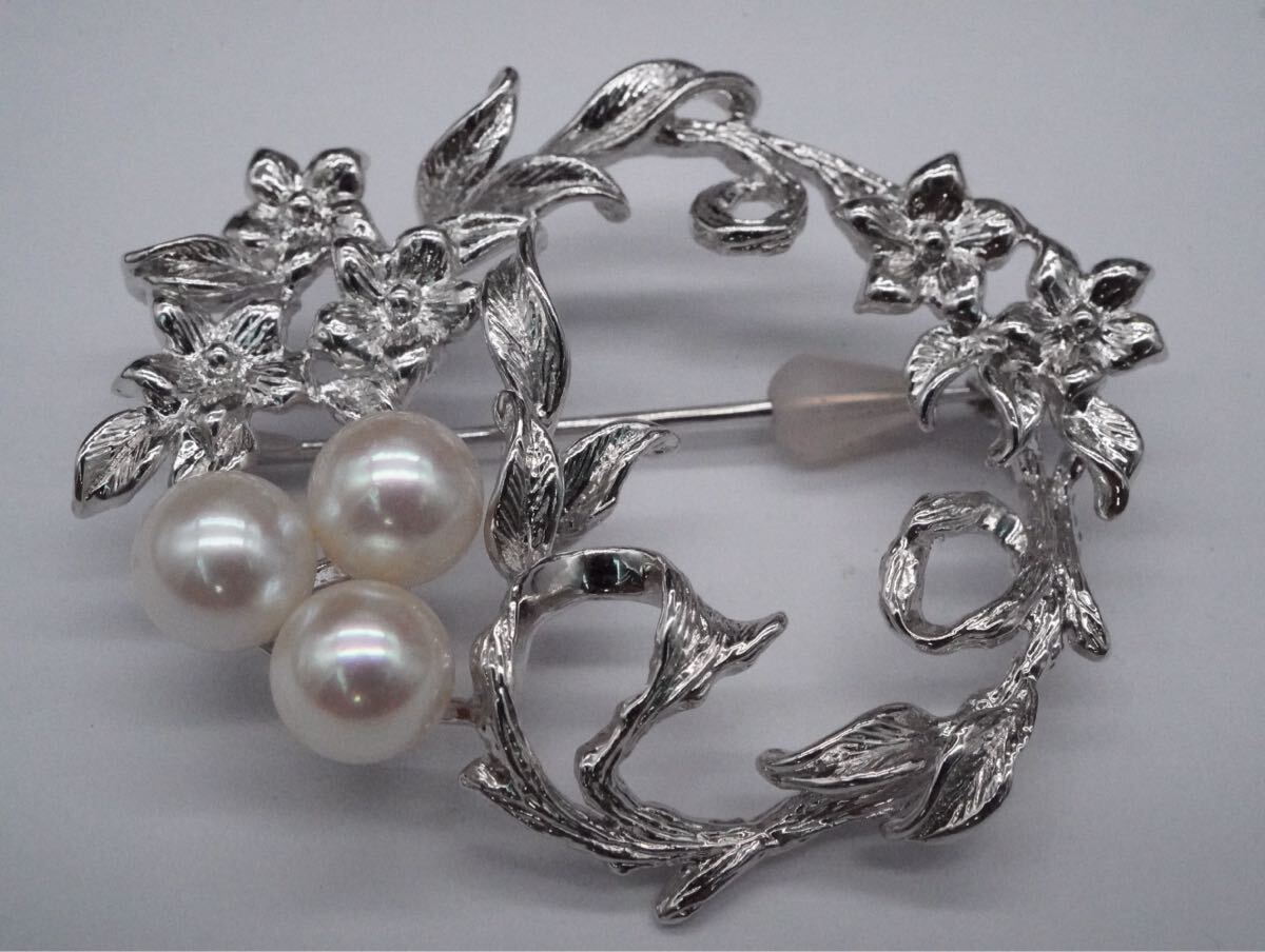 【613】本真珠 パール SILVER シルバー ブローチ アクセサリー TIA拍卖
