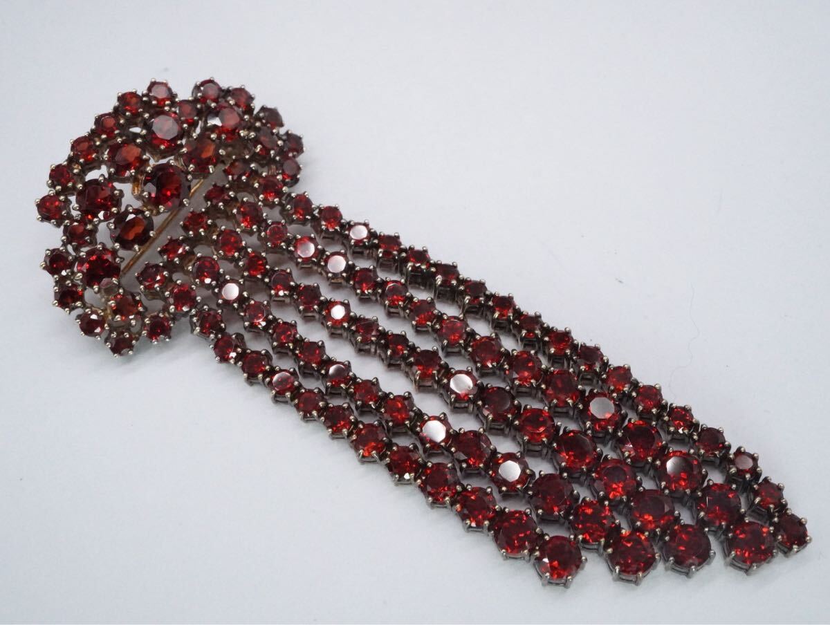 【634】碌山 ROKUZAN ロクザン ガーネット SILVER シルバー 925 ブローチ アクセサリー TIA拍卖