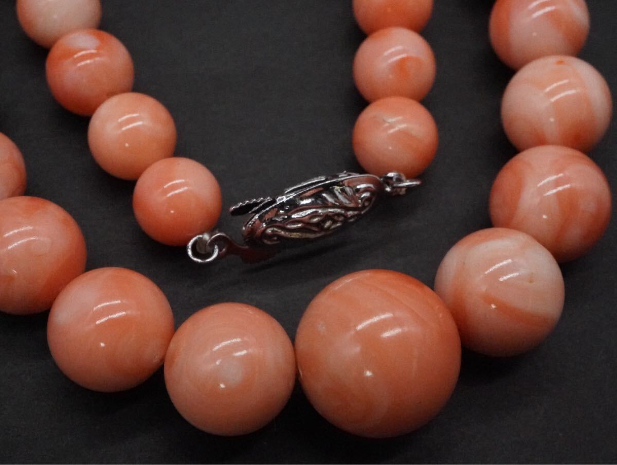 【624】珊瑚 サンゴ さんご コーラル ネックレス 長さ約42cm 約8.3mm〜約13.9mm アクセサリー TIA拍卖