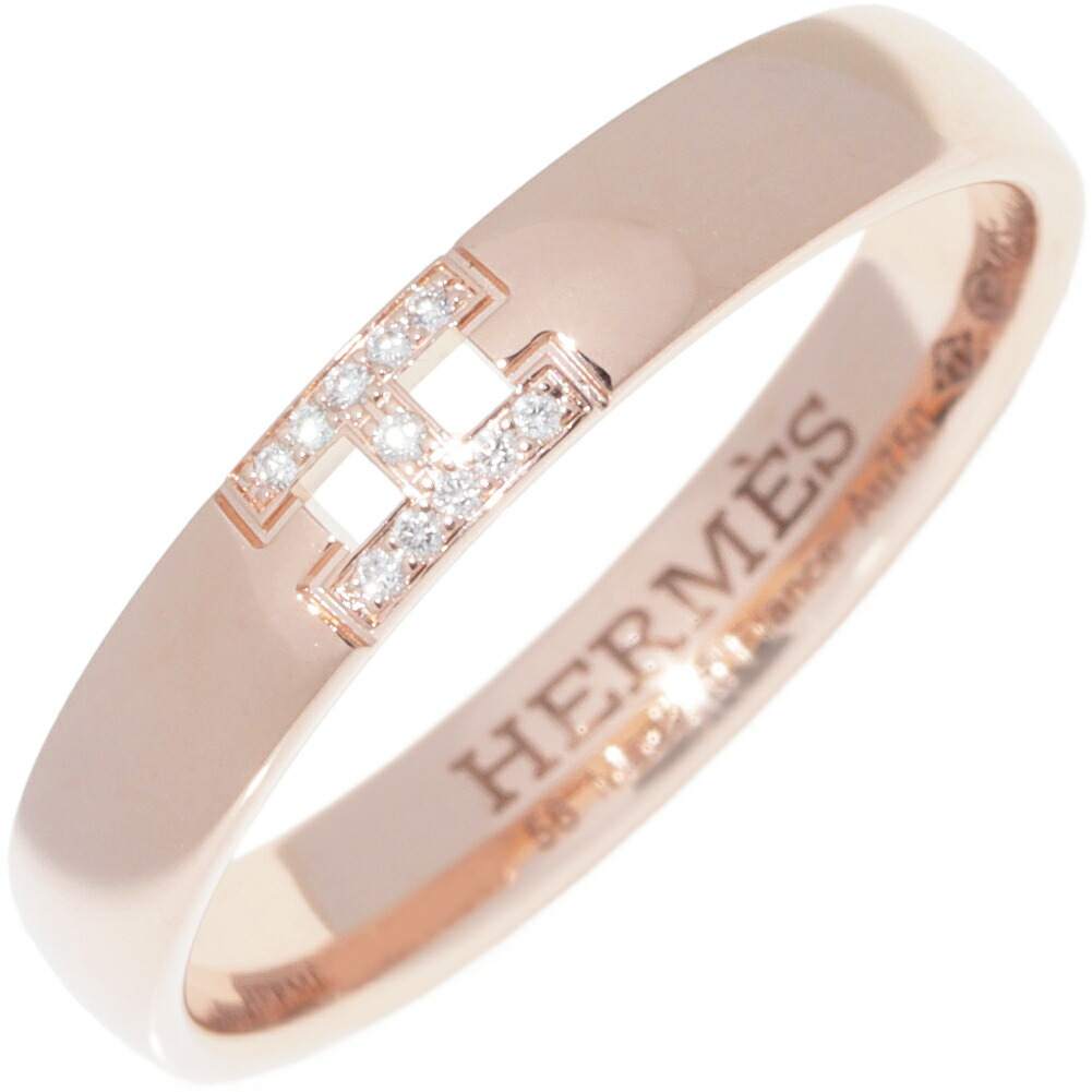 エルメス 指輪 K18PG ダイヤ11P(0.02ct) エヴァー ヘラクレスリング H119850B 00056拍卖