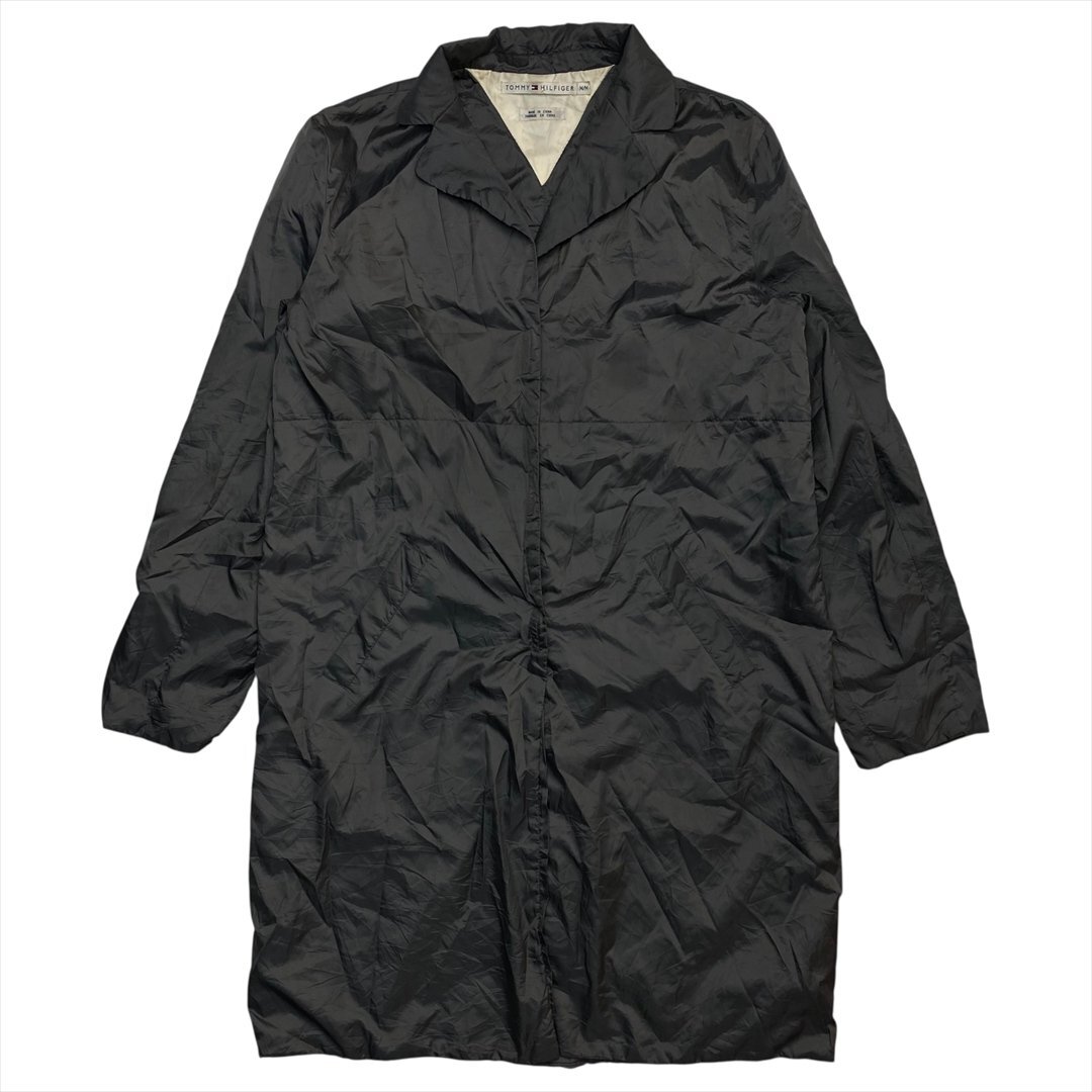 Vintage TOMMY HILFIGER トミーヒルフィガー ナイロン ロング コート レディース M グレー 古着 ミニマル モード ビンテージ ヴィンテージ拍卖