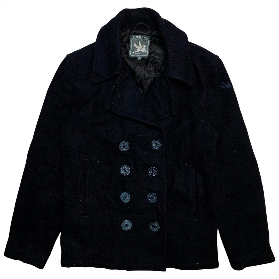 Vintage I. Spiewak & Sons スピワック ピー コート メンズ S ブラック 古着 Pコート ダブルブレスト 裏地キルティング ヴィンテージ拍卖