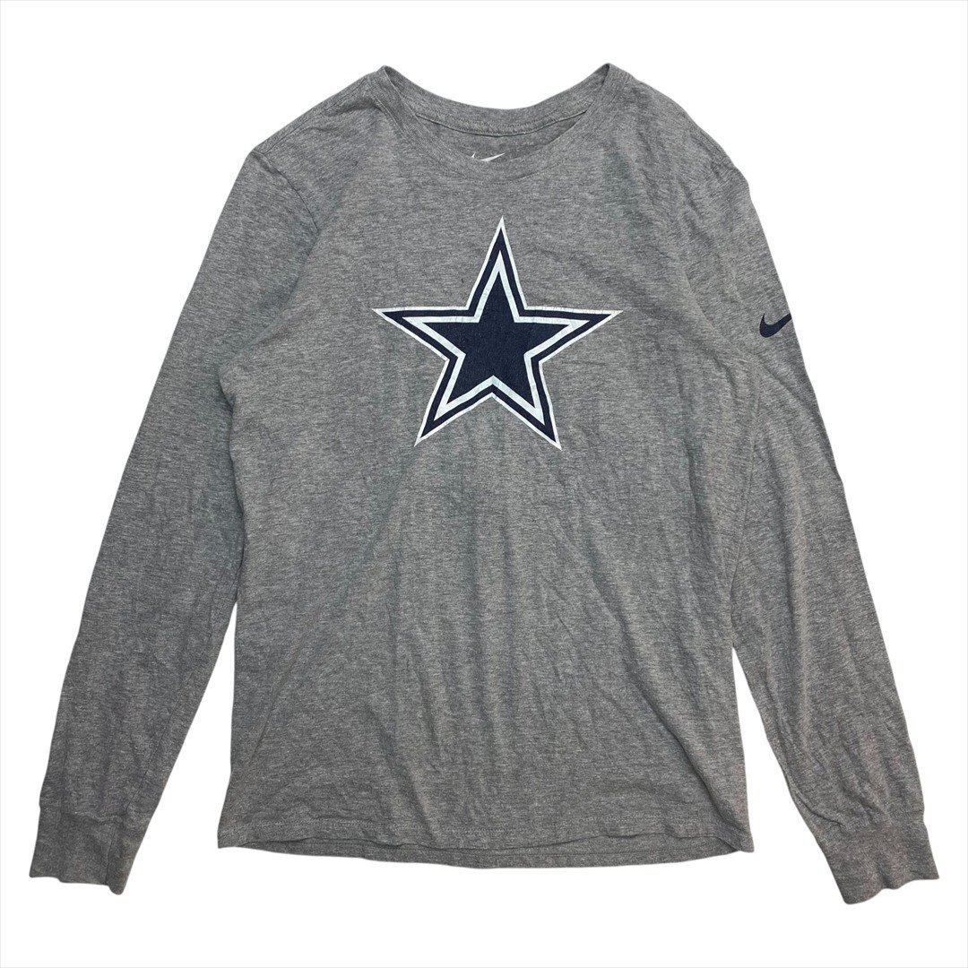 Vintage NIKE ナイキ NFL ダラス・カウボーイズ ロゴ ロング Tシャツ 長袖 メンズ S グレー 古着 ロンT 星ロゴ ビンテージ ヴィンテージ拍卖