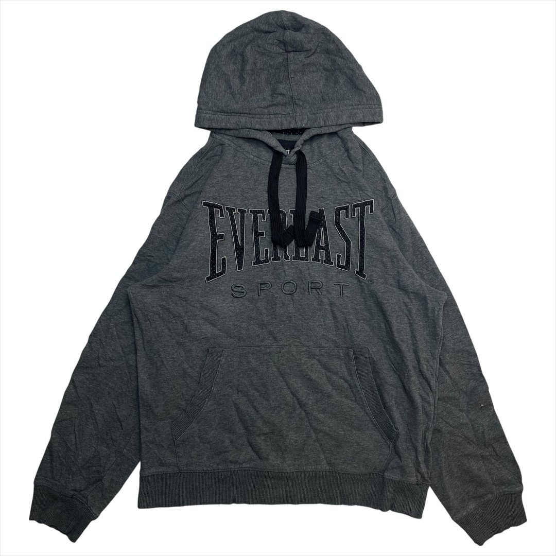 Vintage EVERLAST 刺繍ロゴ スウェット パーカー メンズ M グレー 古着 ユニセックス 裏起毛 スエット フーディー ビンテージ ヴィンテージ拍卖