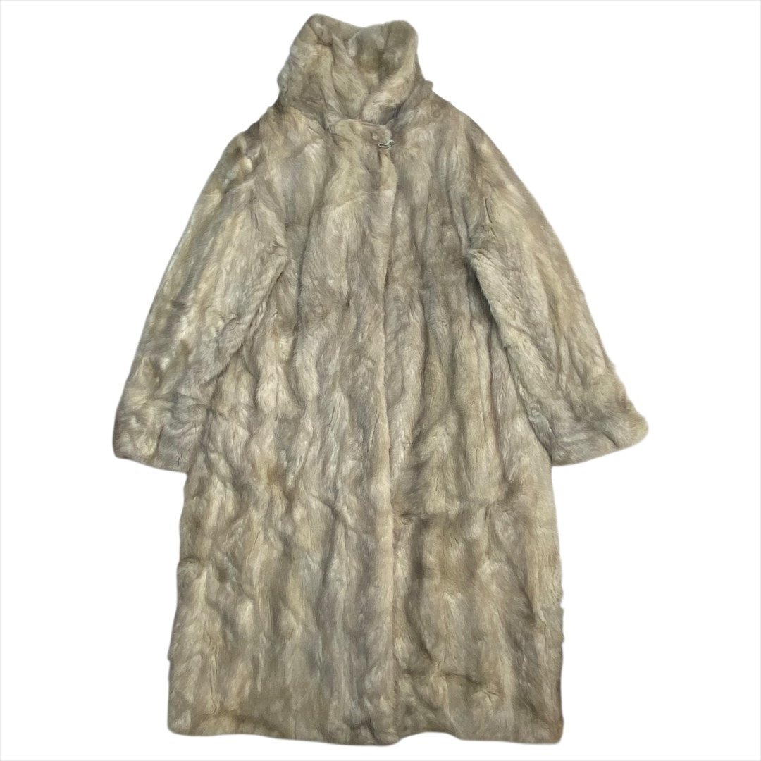 Vintage Gold Fur Shop ロング丈 ファー コート レディース FREE ベージュ 古着 裏地花柄 アウター ビンテージ ヴィンテージ拍卖