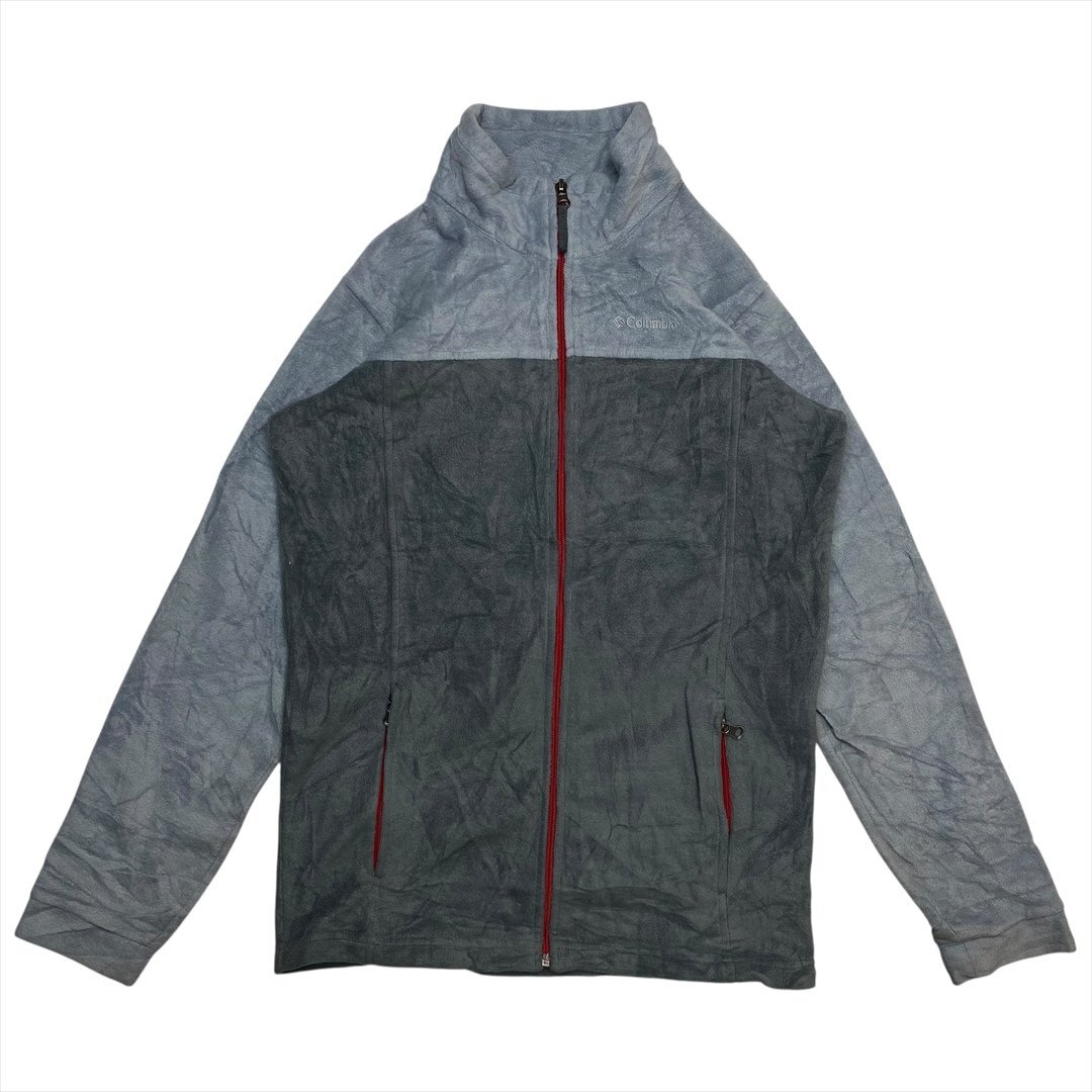 Vintage Columbia コロンビア レッドジップ 切替デザイン フリース ジャケット メンズ XL グレー 古着 アウトドア ビンテージ ヴィンテージ拍卖