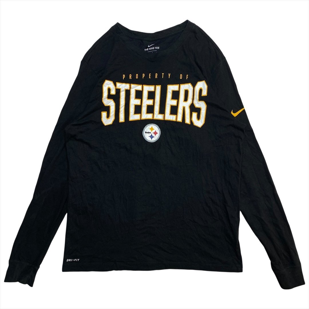 Vintage NIKE ナイキ NFL ピッツバーグ・スティーラーズ ロング Tシャツ 長袖 メンズ L ブラック 古着 Dri-FIT ロンT ビンテージ拍卖