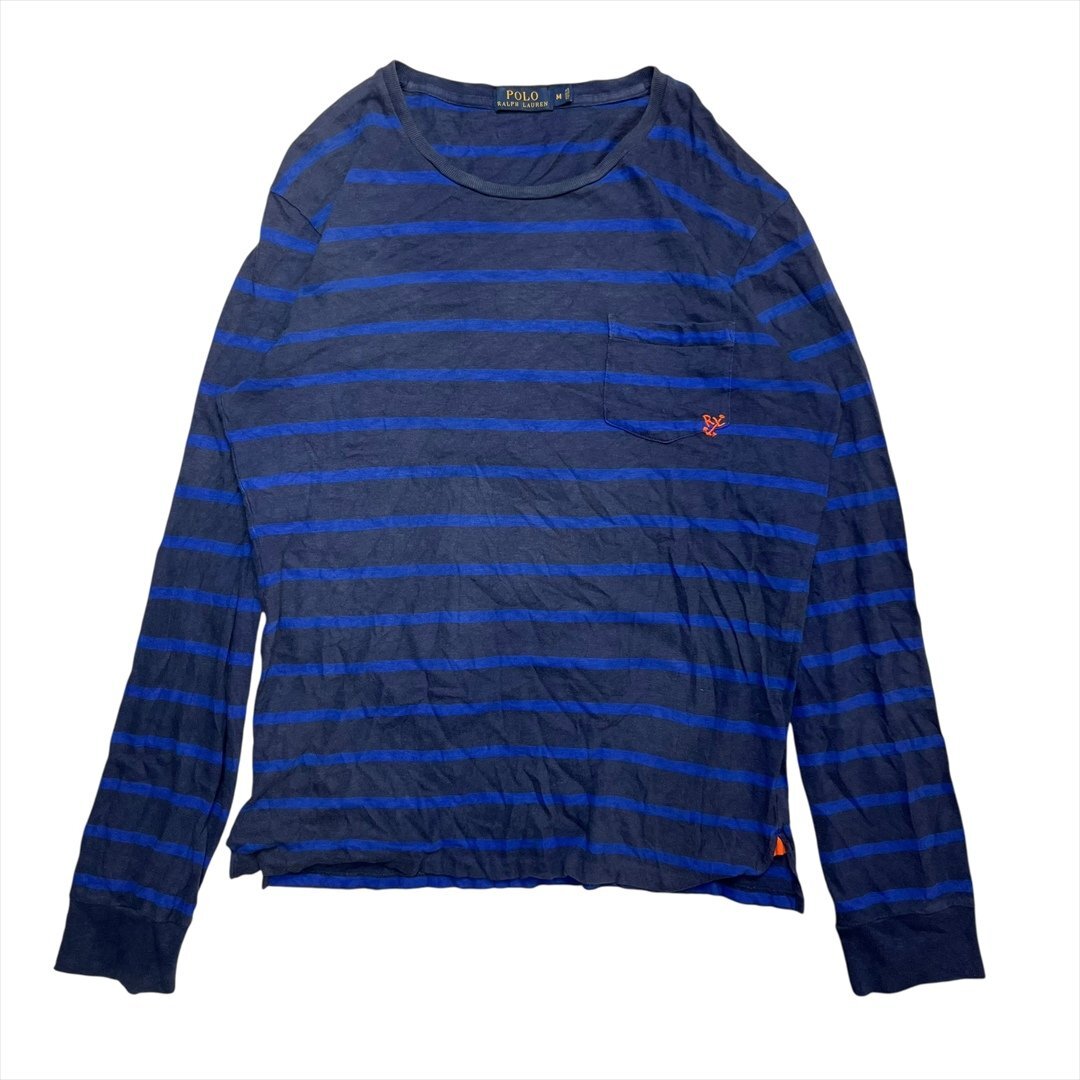 Vintage POLO Ralph Lauren ポロ ラルフローレン ポニー刺繍 ボーダー柄 ロング Tシャツ 長袖 メンズ M ボーダー 古着 ロンT ヴィンテージ拍卖