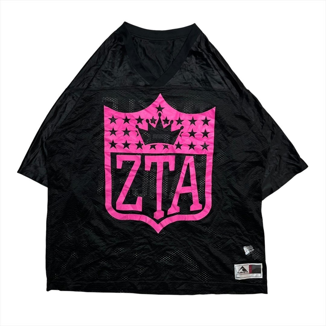 Vintage Augusta ZTA ピンクリボン チャリティ フットボール シャツ ジャージ レディース XL ブラック 古着 オーバーサイズ ユニフォーム拍卖
