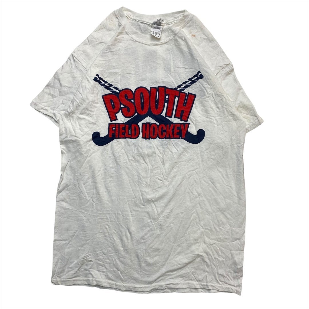Vintage 00s GILDAN PSOUTH FIELD HOCKEY フィールドホッケー Tシャツ 半袖 メンズ M ホワイト 古着 アメカジ スポーツ系 ヴィンテージ拍卖