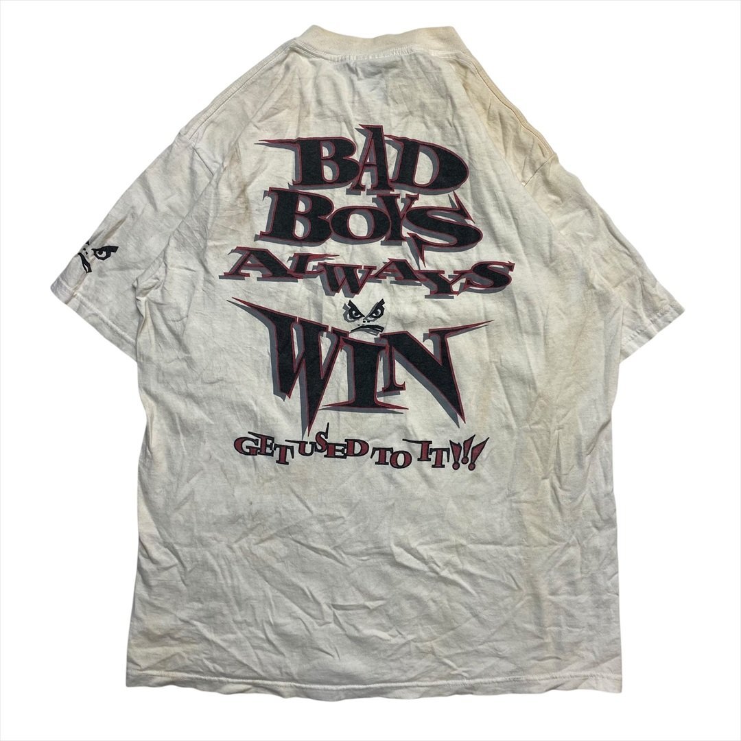 Vintage 90s BAD BOY CLUB BAD BOYS ALWAYS WIN ロゴ Tシャツ 半袖 メンズ L ホワイト 古着 USA製 バックプリント ビンテージ ヴィンテージ拍卖