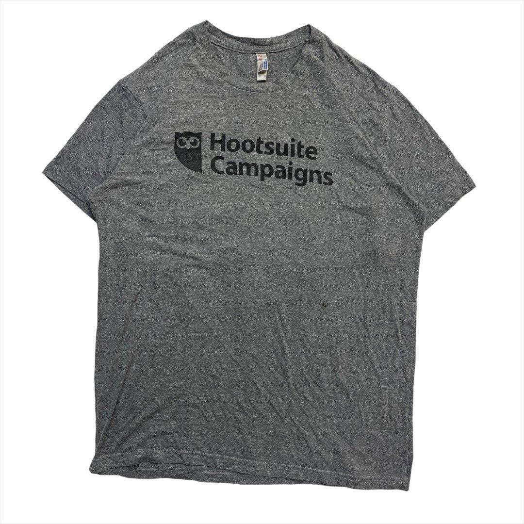 Vintage American Apparel Hootsuite Campaigns ロゴ Tシャツ 半袖 メンズ XL グレー 古着 USA製 IT企業 ノベルティ シングルステッチ拍卖