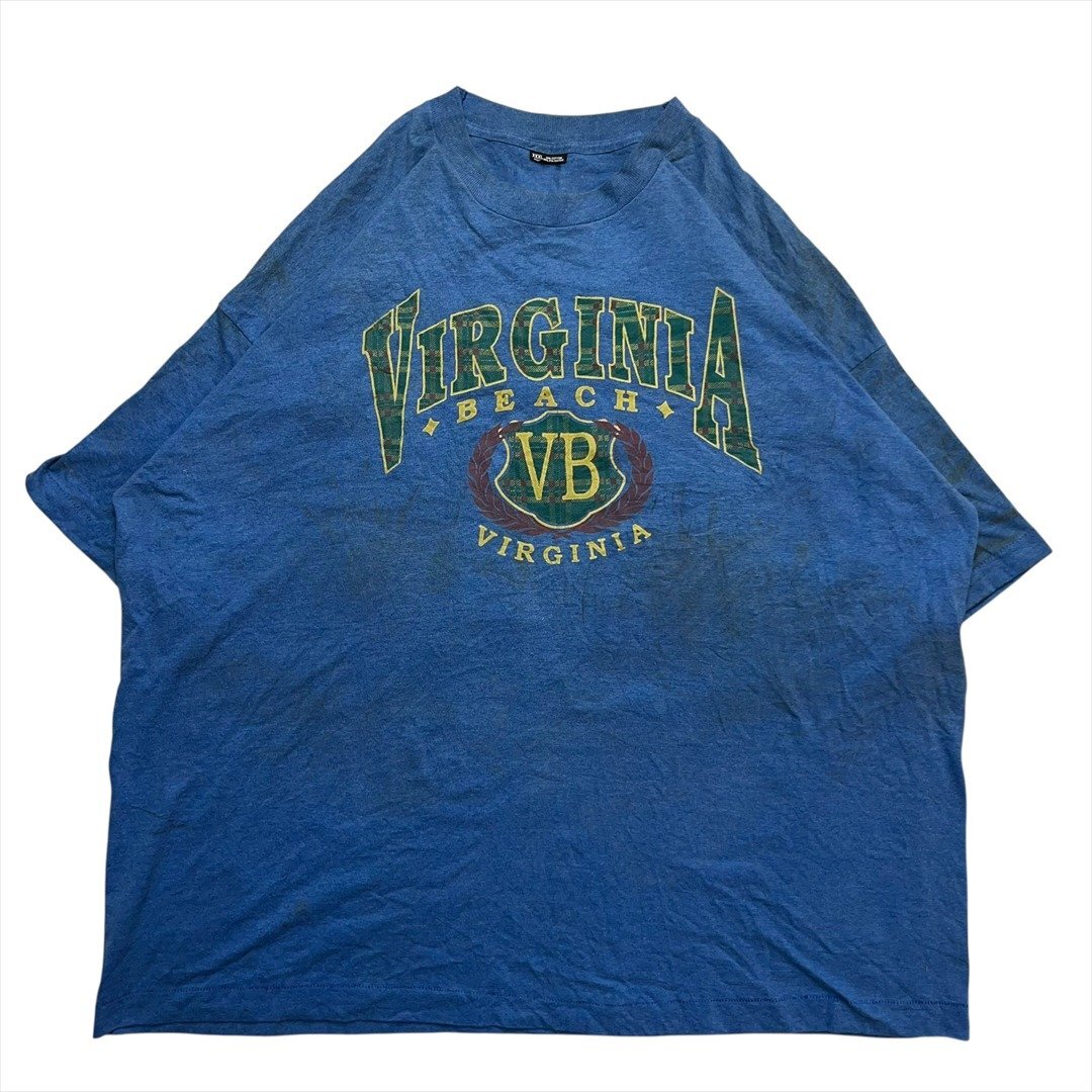 Vintage VIRGINIA BEACH バージニアビーチ ビッグロゴ Tシャツ 半袖 メンズ XXL ブルー 古着 ビッグサイズ アメカジ ヴィンテージ拍卖