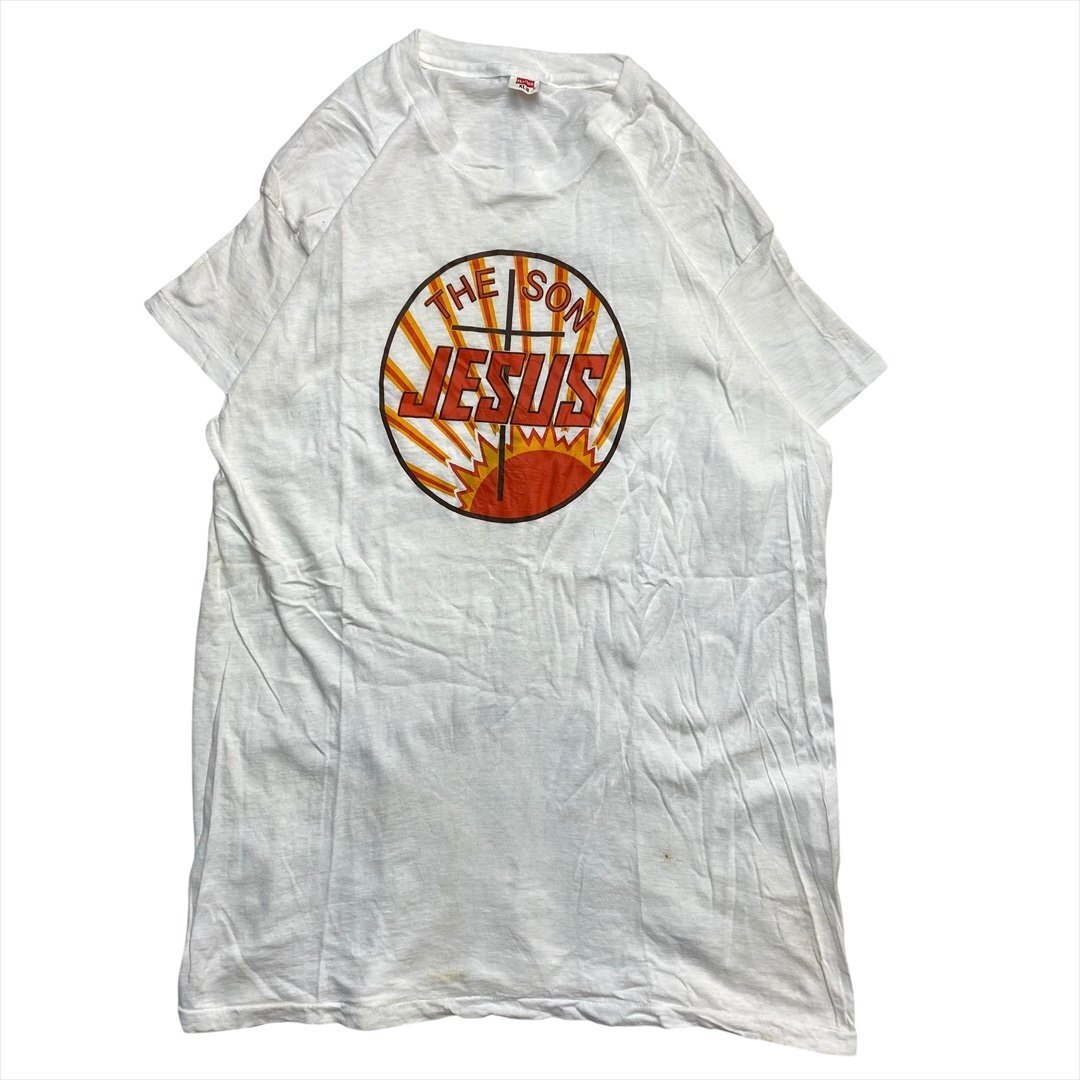 Vintage 90s-00s Hanes THE SON JESUS ロゴ プリント Tシャツ 半袖 メンズ XL ホワイト 古着 シングルステッチ ビンテージ ヴィンテージ拍卖