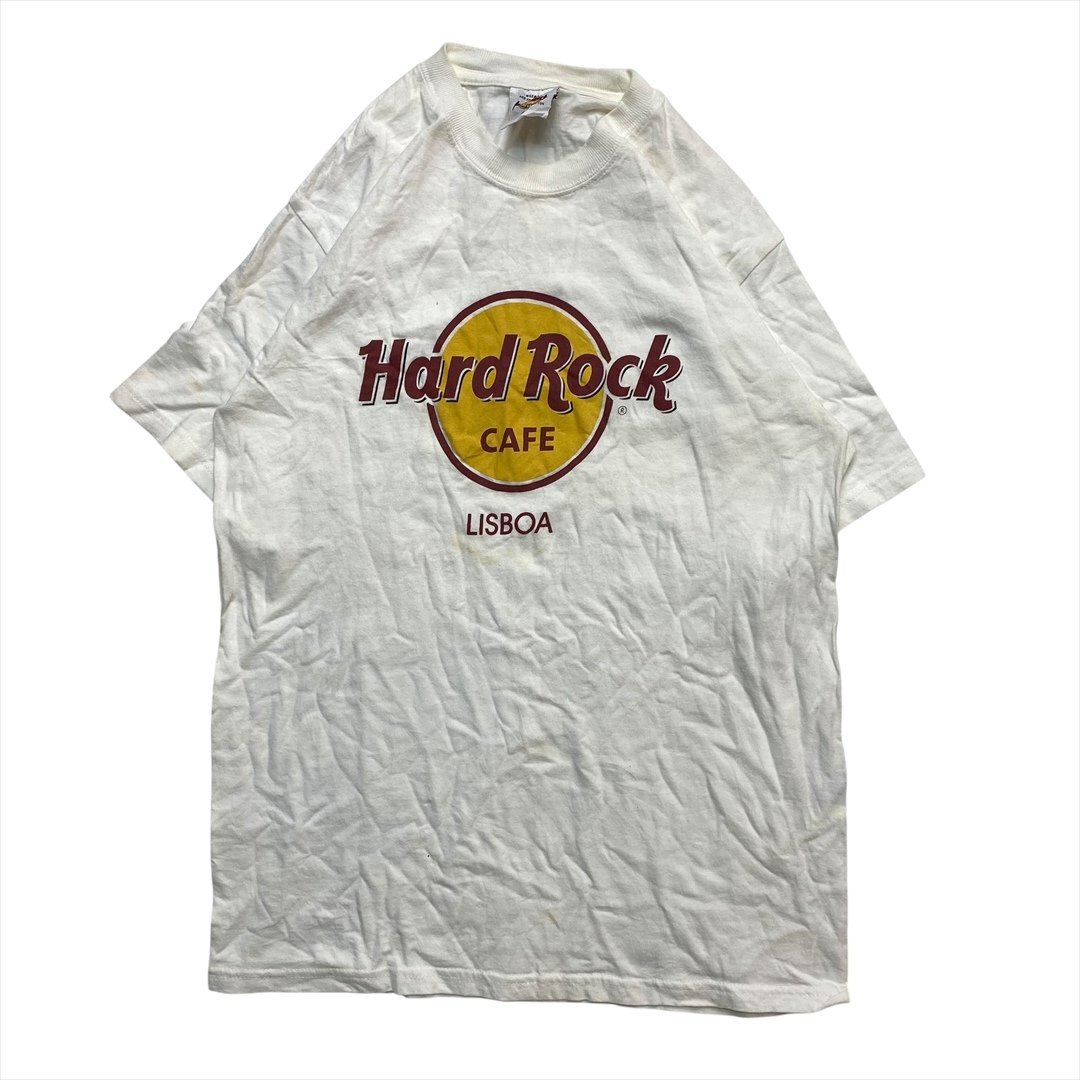 Vintage 90s Hard Rock CAFE ハードロックカフェ LISBOA リスボン ロゴ Tシャツ 半袖 メンズ S ホワイト 古着 ユーロ ヴィンテージ拍卖