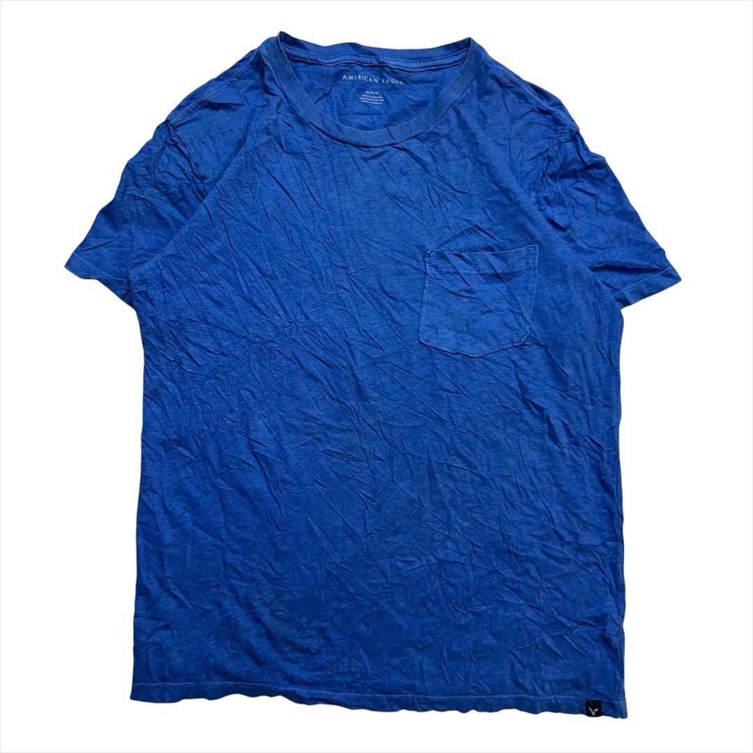 Vintage AMERICAN EAGLE アメリカンイーグル プレーン 無地 ポケット Tシャツ 半袖 メンズ M ブルー 古着 ポケT ビンテージ ヴィンテージ拍卖