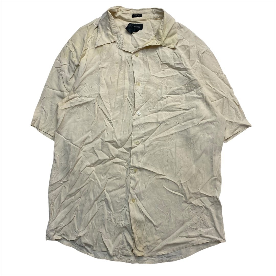 Vintage 90s-00s Claiborne シルク アロハ シャツ 半袖 メンズ L ベージュ 古着 ハワイアン リゾート トロピカル 夏フェス ヴィンテージ拍卖