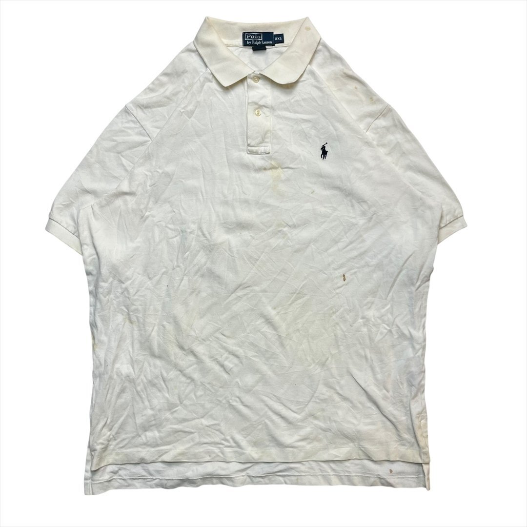 Vintage POLO Ralph Lauren ポロ ラルフローレン ワンポイント刺繍ロゴ ポロシャツ メンズ XXL ホワイト 古着 半袖 アメカジ ビンテージ拍卖