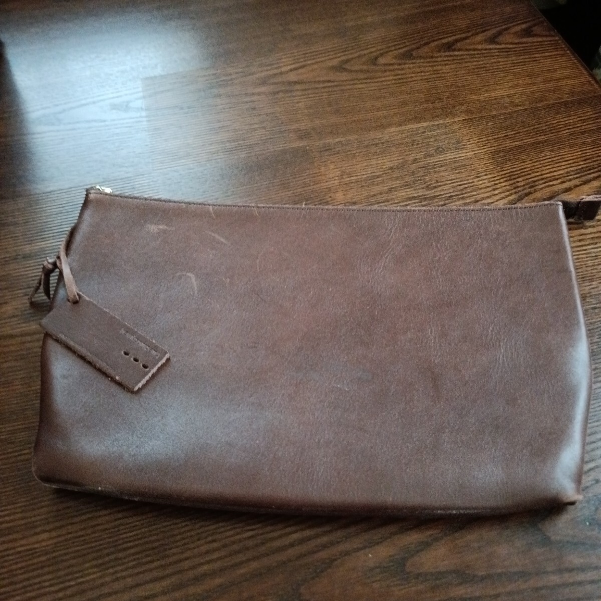 ・良品 ホークカンパニー、 クラッチバッグ、 ブラウン レザーバッグ、送料無料拍卖
