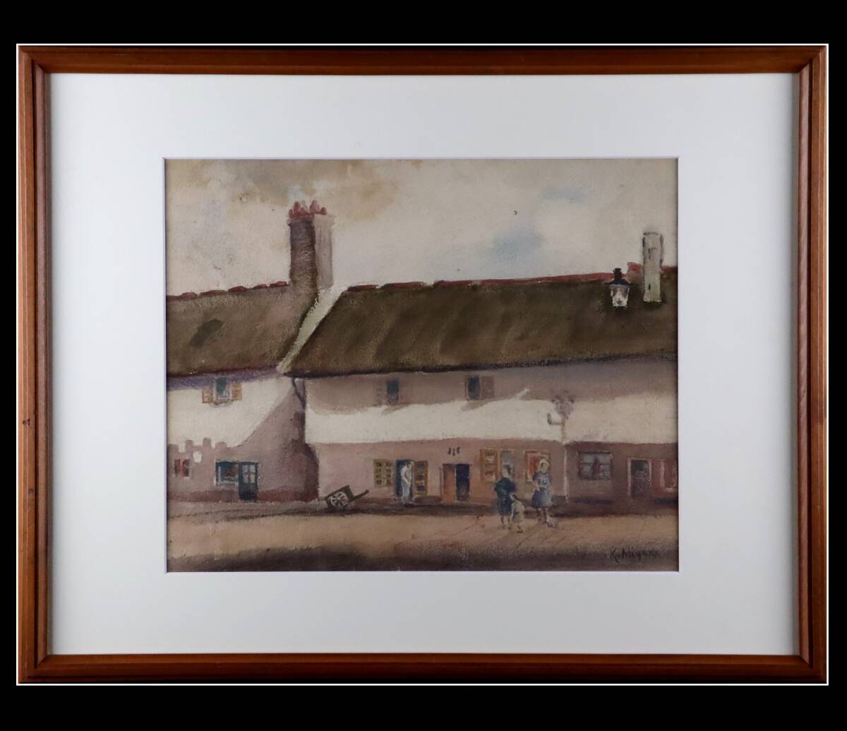 三宅克己 風景画 水彩5号 タトウ箱付 油彩技法を用いて水彩表現の開拓者 真作保証 拍卖