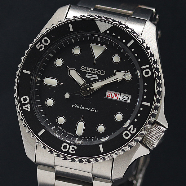 1円 箱付 稼働 セイコー5 SBSA005 ブラック文字盤 AT/自動巻 メンズ腕時計 0078100 10DKT KTU拍卖