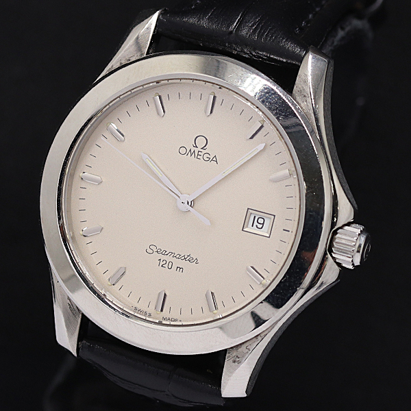 1円 稼働 オメガ シーマスター 120M QZ シルバー文字盤 メンズ腕時計 2908000 10NBG MST拍卖