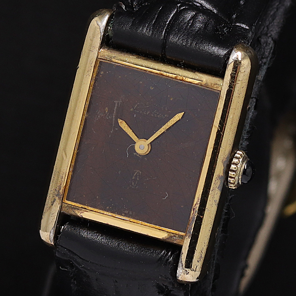 1円 カルティエ マストタンク SV925 3086090 手巻 ブラウン文字盤 レディース腕時計 0043010 10BJT MST拍卖