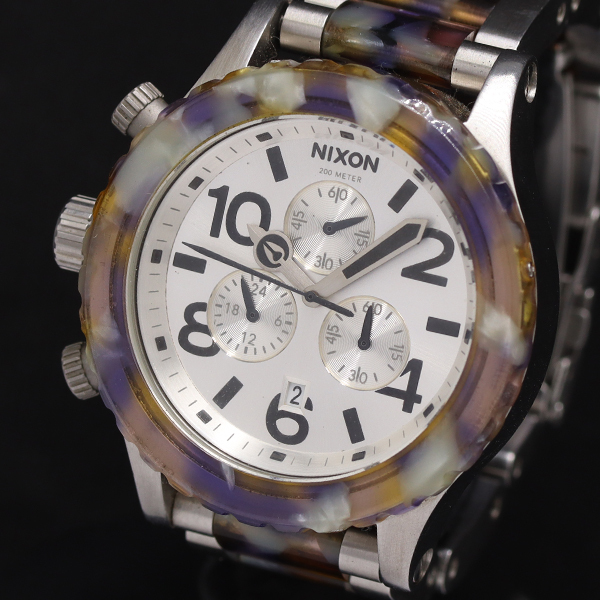 1円 稼働 ニクソン 42-20 Chrono Watercolor Acetate クロノグラフ QZ シルバー文字盤 メンズ腕時計 1948000 10PRY MST拍卖