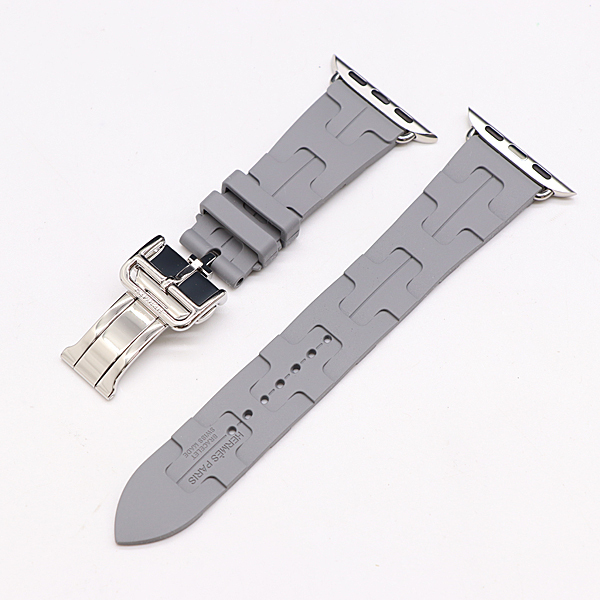 1円 箱付 良品 エルメス アップルウォッチ用 ベルト ラバー グレー 32mm メンズ腕時計 2000000 NSK KMR拍卖