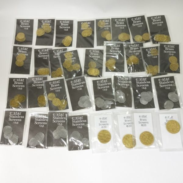 未開封 大量まとめ 柘製作所 TSUGE パイプスクリーン 13mm ブラス 20組 / ステンレス 9組 / 20mm 4組 各5枚入 煙管 キセル 喫煙具 D2拍卖