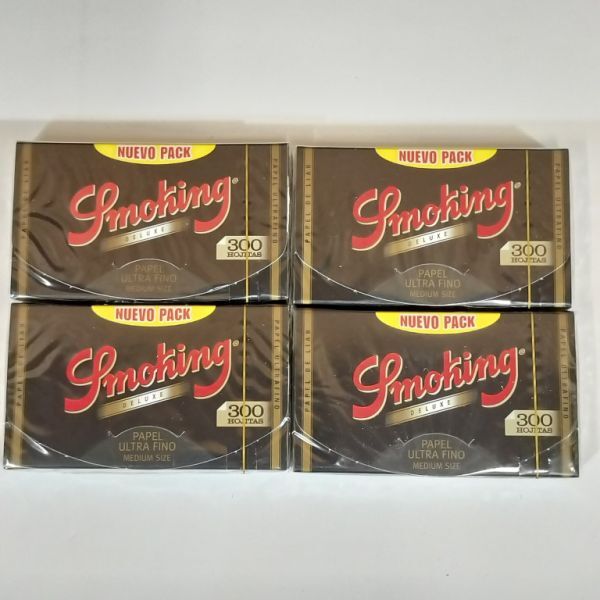 現品限り 未開封 スペイン Smoking DELUXE スモーキング デラックス ミディアム 300枚入 × 4個 手巻きタバコ 巻紙 ペーパー H9拍卖