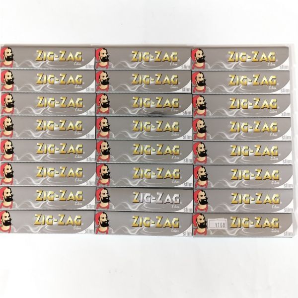 現品限り 未使用 フランス ZIG ZAG SILVER シルバー スリム キングサイズ ペーパー 32枚入 24個 手巻きタバコ用 巻紙 ジグザグ J1拍卖