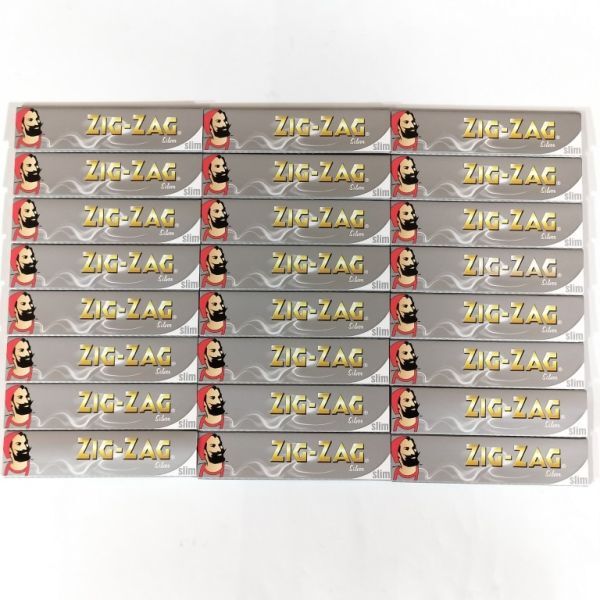 現品限り 未使用 フランス ZIG ZAG SILVER シルバー スリム キングサイズ ペーパー 32枚入 24個 手巻きタバコ用 巻紙 ジグザグ J2拍卖