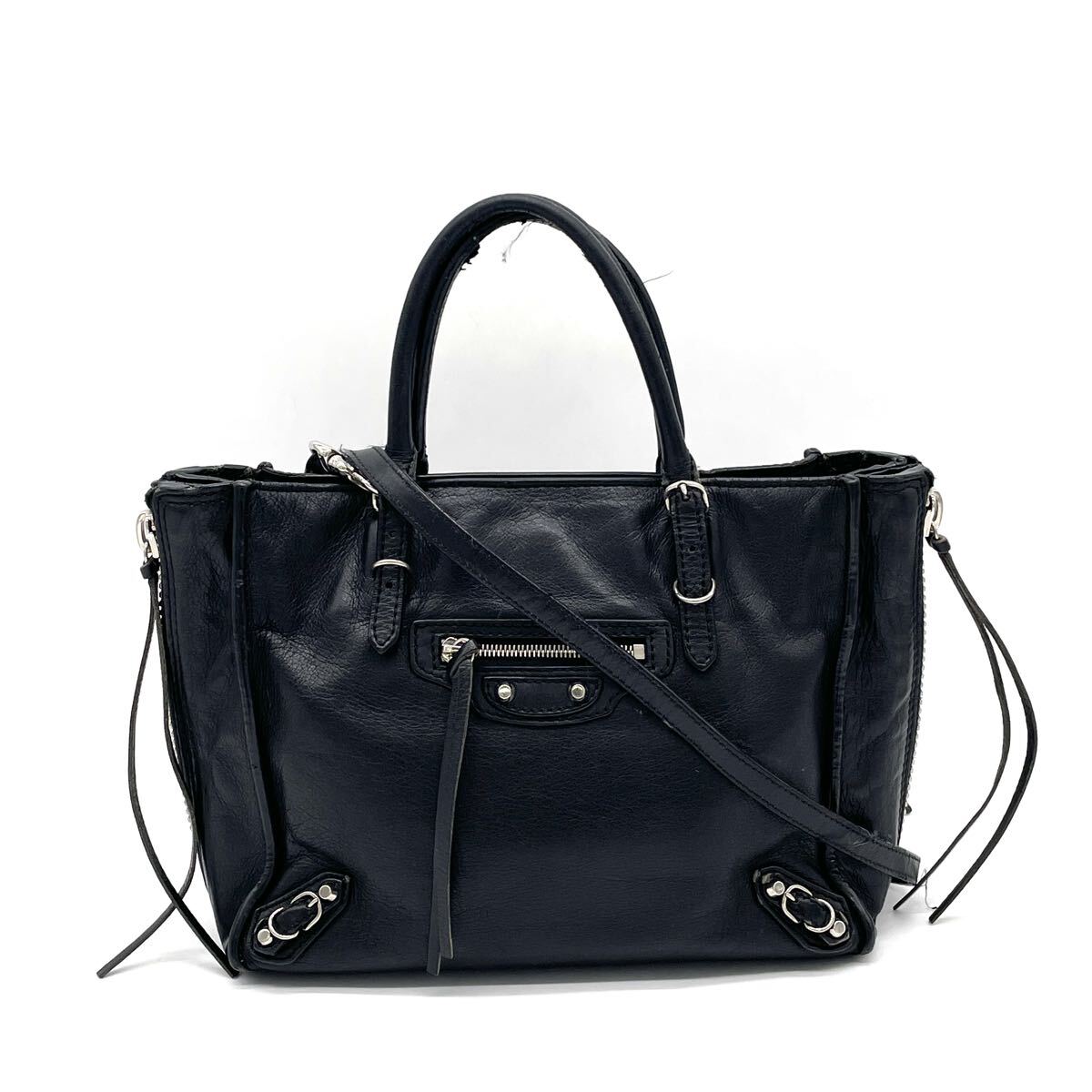 1円 BALENCIAGA バレンシアガ レザー ペーパーミニ 2WAY ショルダーバッグ ハンドバッグ ブラック拍卖