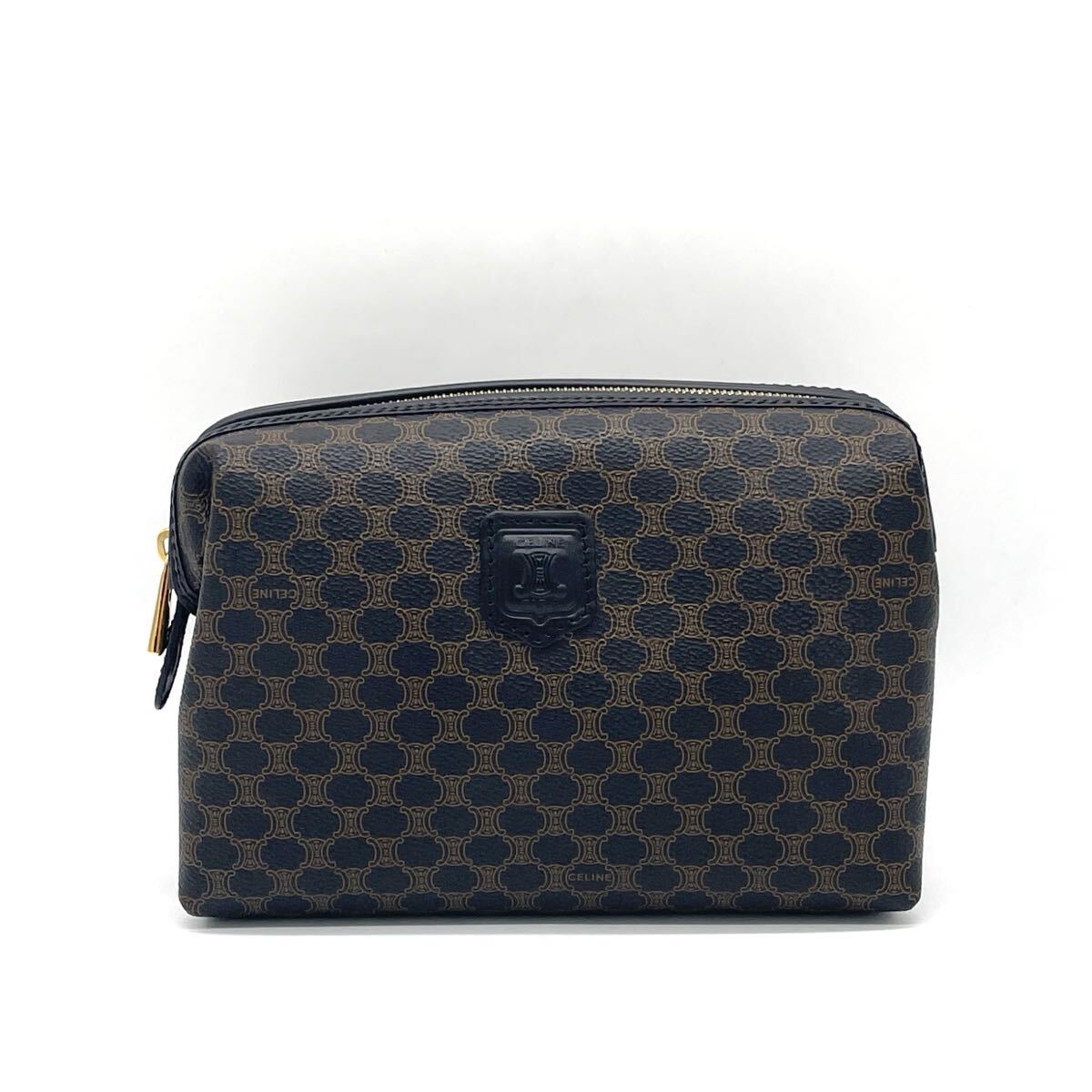 1円 極美品 CELINE セリーヌ マカダム トリオンフロゴ ポーチ クラッチ 小物入れ ブラック拍卖