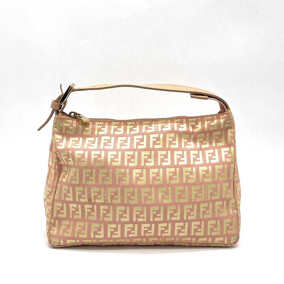 1円 美品 FENDI フェンディ ズッカ ズッキーノ バニティポーチ アクセサリーポーチ ハンドバッグ ピンク拍卖