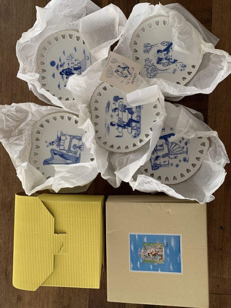 レア◆レイモンペイネ デザート皿5枚 未使用◆ケーキ皿アンティークデザインブライダルレトロ昭和フランスパーティーセットビンテージ拍卖