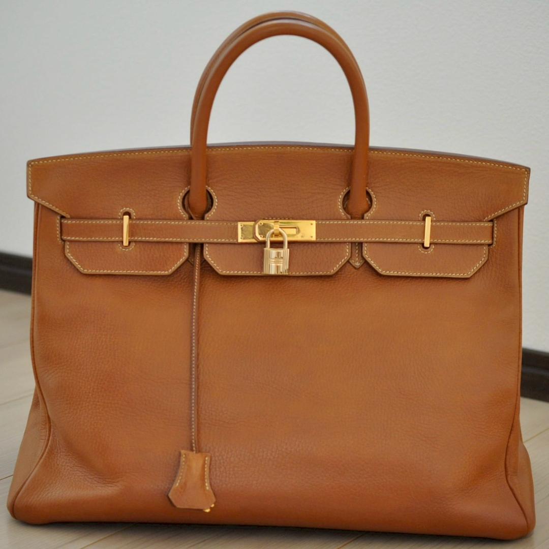 HERMES バーキン40 アルデンヌ ゴールド 〇U刻印 ハンドバッグ B00015拍卖