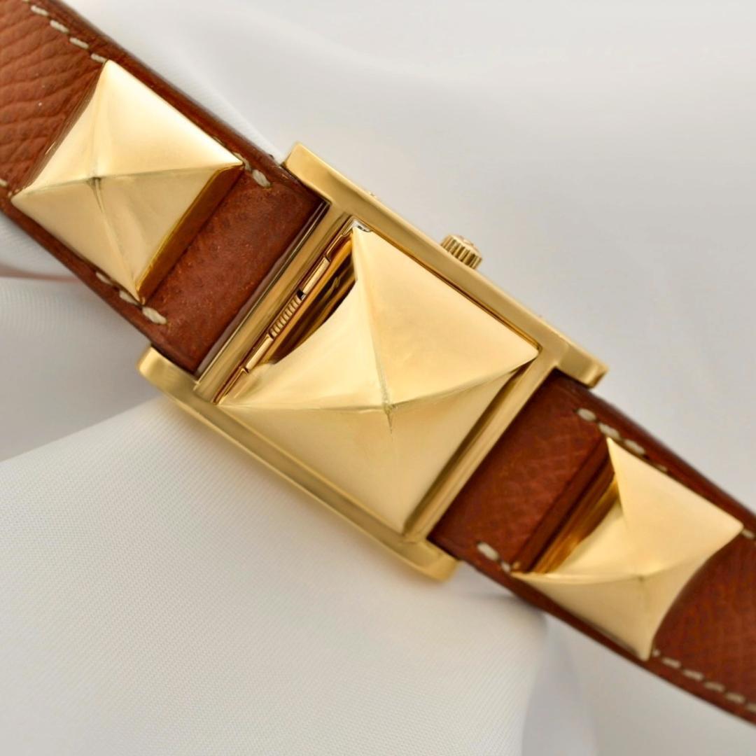 HERMES 美品 メドール 腕時計 ゴールド クォーツ レディース 〇X W00010拍卖