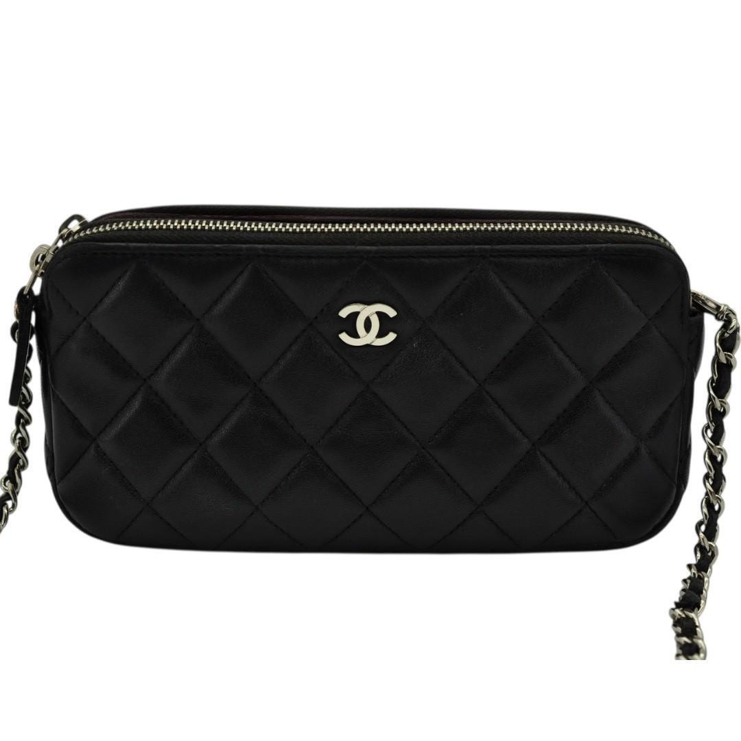 CHANEL シャネル マトラッセ チェーンウォレット ラムスキン 黒 B00041拍卖