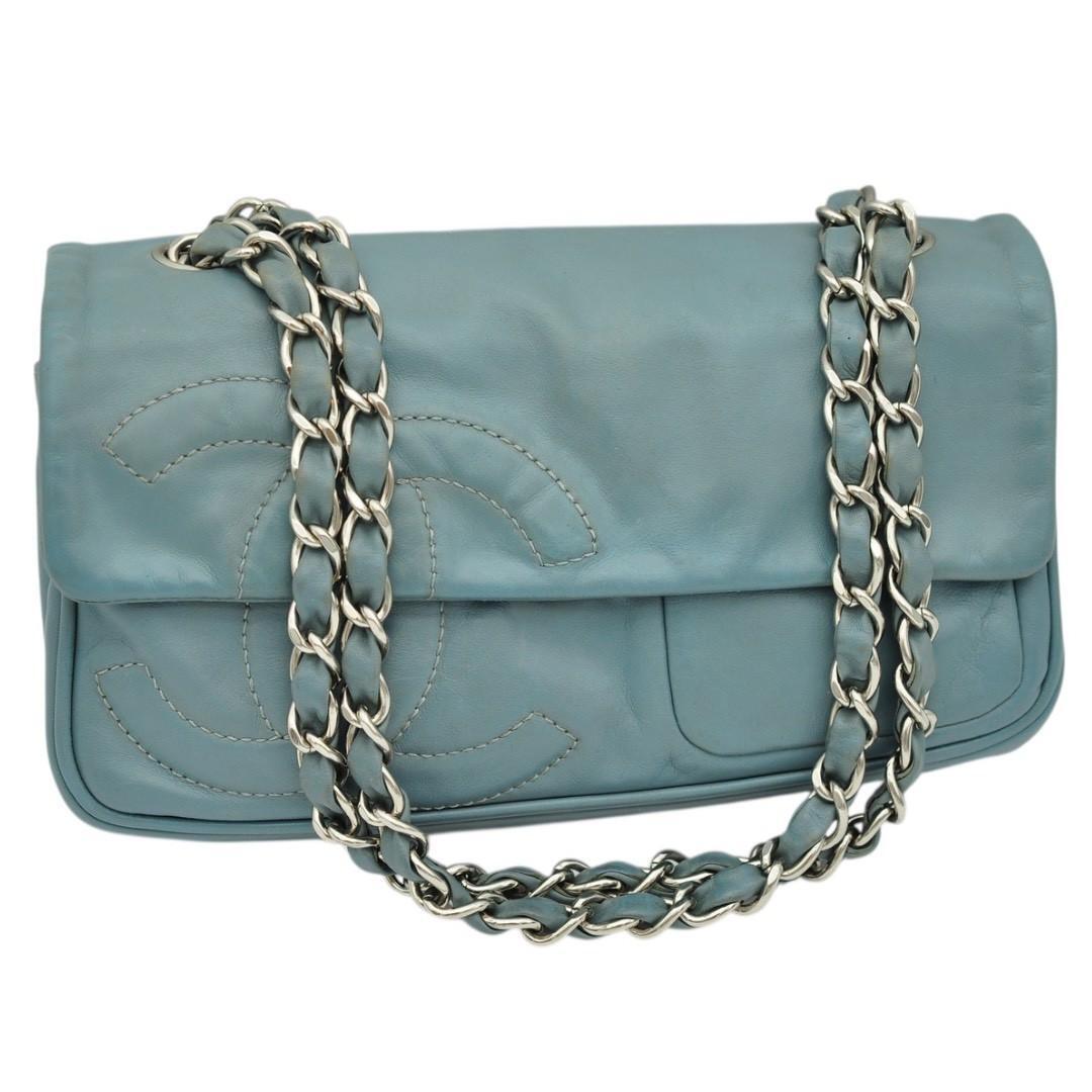 CHANEL シャネル ココマーク ラムスキン ダブルチェーンショルダー バッグ B00038拍卖