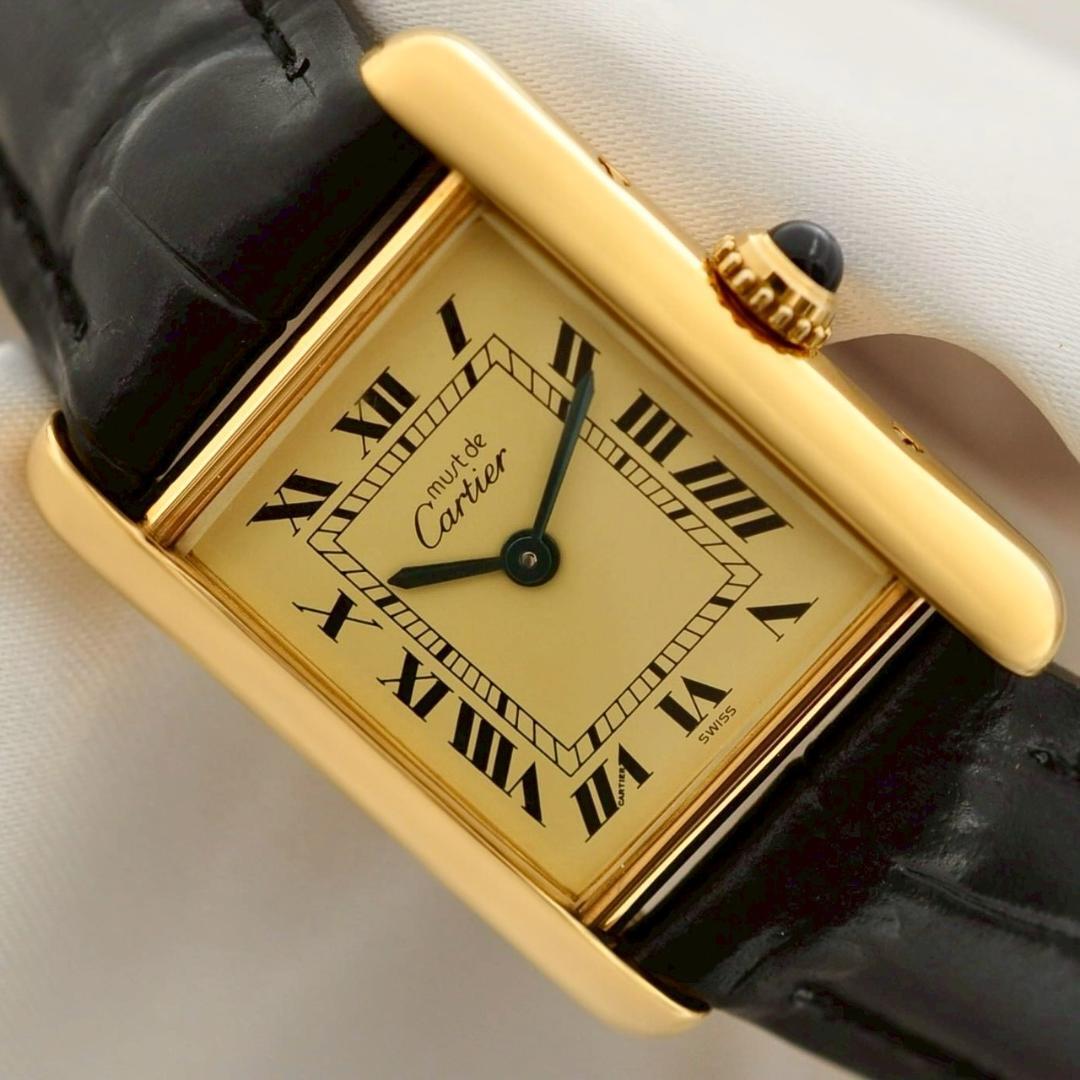 Cartier マストタンク SM ヴェルメイユ クォーツ アイボリー文字盤 W00038拍卖