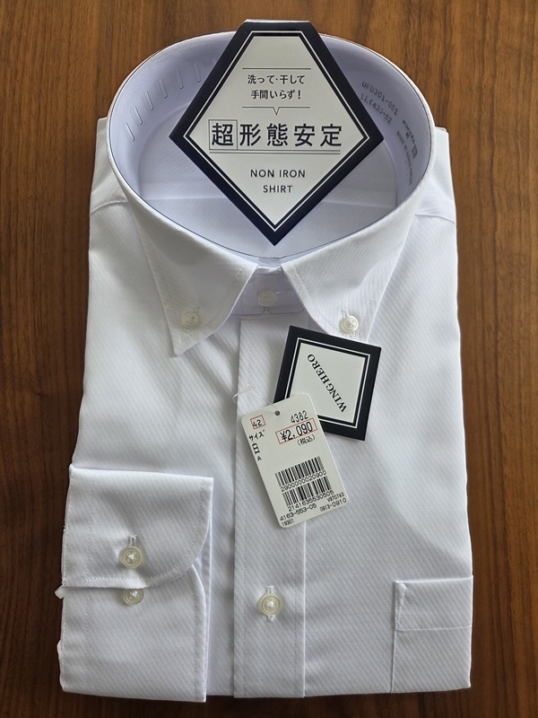 ◆WING HERO 43-82 ボタンダウン ホワイトドビー ドレスシャツ◆拍卖