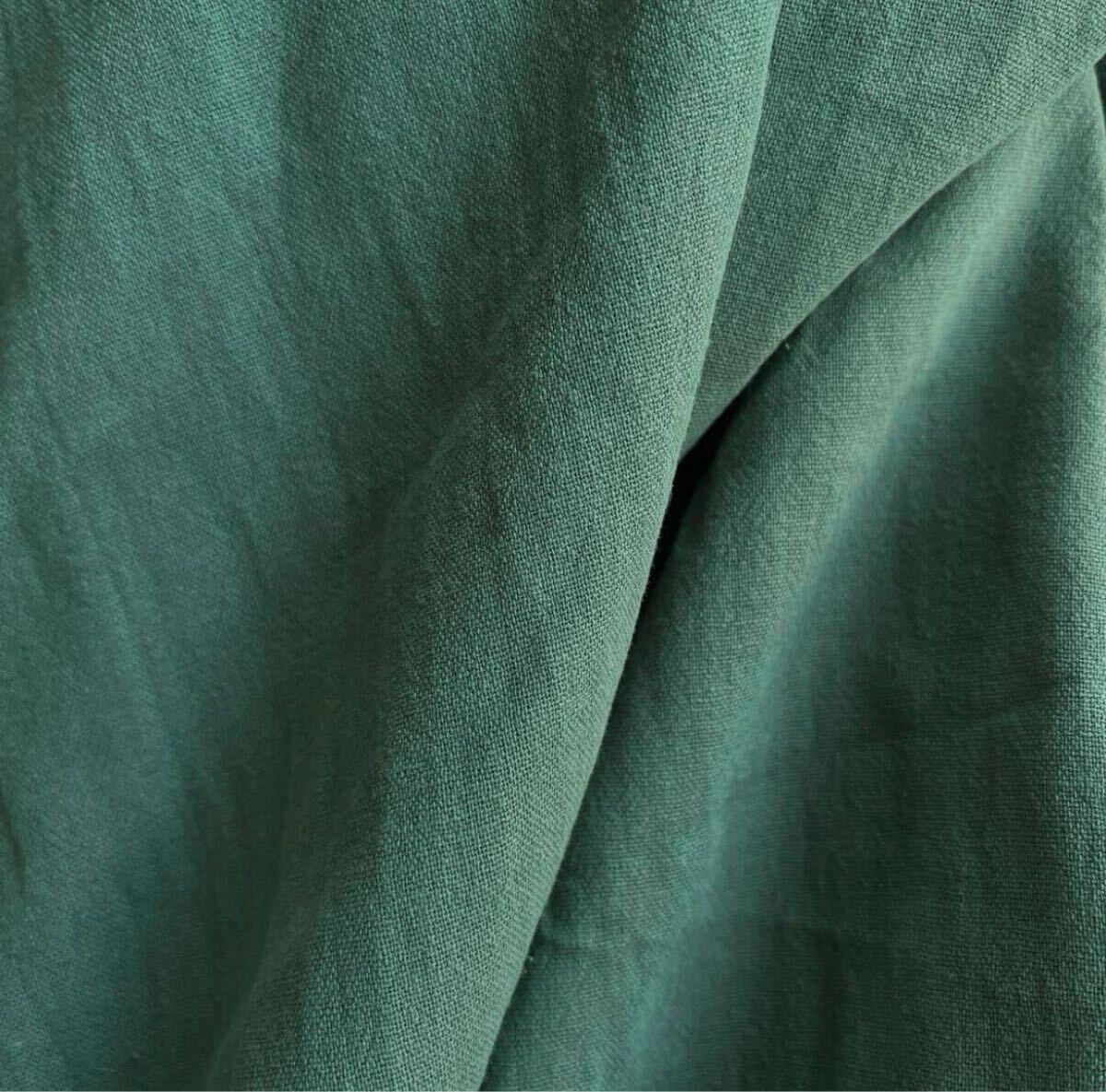 綿麻生地 グリーン やや薄手 幅135×200cm拍卖