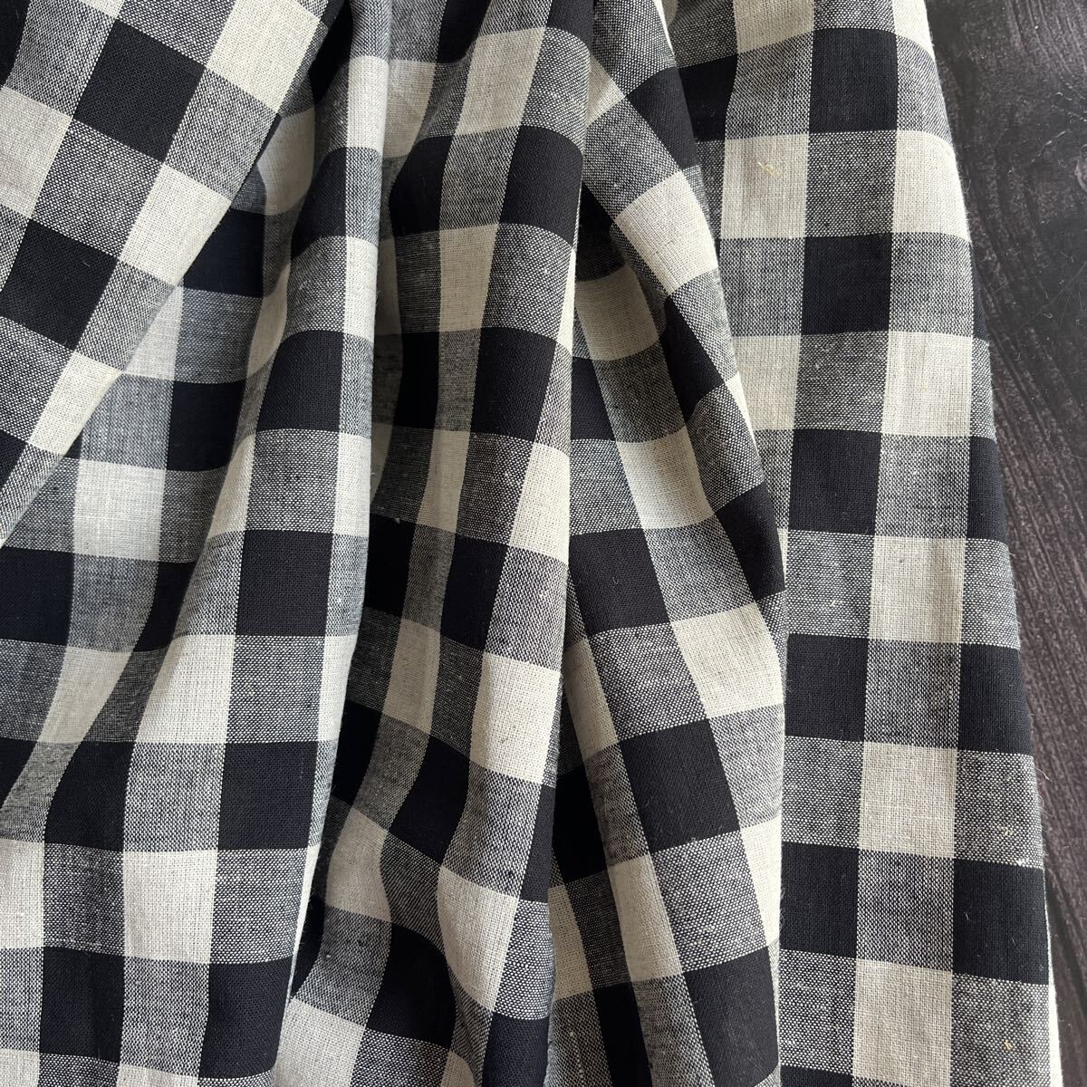 ラスト綿麻先染めチェック生地 幅140×170cm拍卖