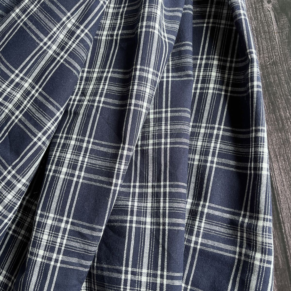 コットン先染めチェック生地 白紺色 幅150×280cm拍卖